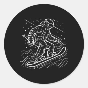 Snowboarder tekenen Snowboarden lessen Ronde Sticker
