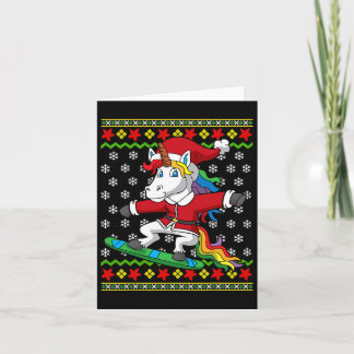 Snowboarder Unicorn Kerstman Snowboarden Kerst S Kaart