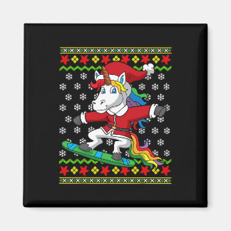 Snowboarder Unicorn Kerstman Snowboarden Kerst S Magneet