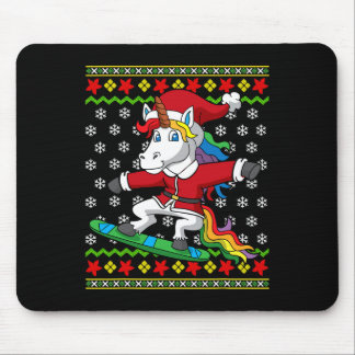 Snowboarder Unicorn Kerstman Snowboarden Kerst S Muismat