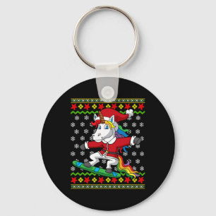 Snowboarder Unicorn Kerstman Snowboarden Kerst S Sleutelhanger