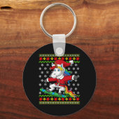 Snowboarder Unicorn Kerstman Snowboarden Kerst S Sleutelhanger (Voorkant)