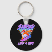 Snowboarder versnipperd als een meisje snowboard m sleutelhanger (Voorkant)