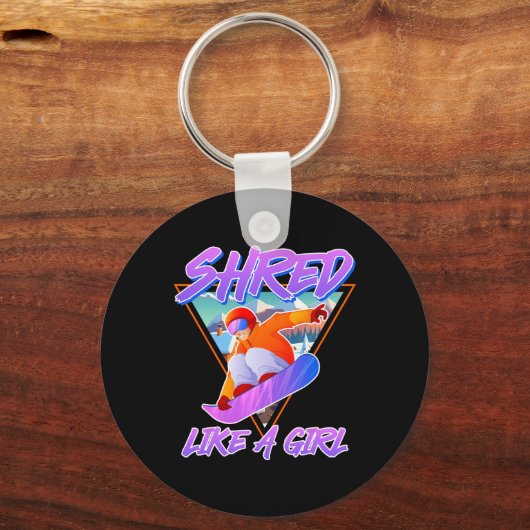 Snowboarder versnipperd als een meisje snowboard m sleutelhanger (Voorkant)