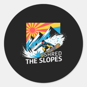 Snowboarder versnipperde de hellingen van snowboar ronde sticker