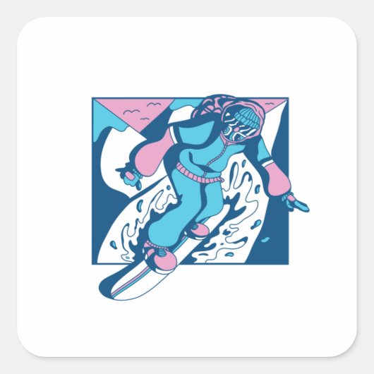 Snowboarder Vierkante Sticker (Voorkant)