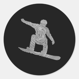 Snowboarder Vingerafdruk Mannen Snowboard Ronde Sticker