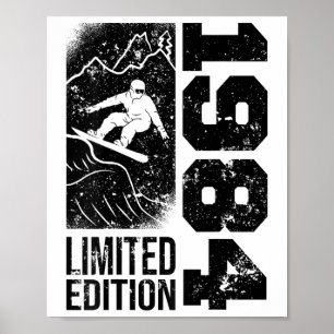 Snowboarder Vintage 1984 Verjaardag Snowboarden Sn Poster