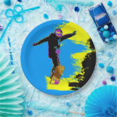 Snowboarder vlucht - Snowboarder Papieren Bordje (Feest)