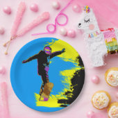 Snowboarder vlucht - Snowboarder Papieren Bordje (Feest)