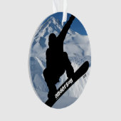 Snowboarder Winter Mountain: Kerstfeest Ornament (voorkant)