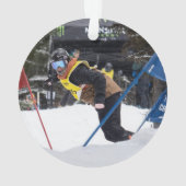 Snowboarder Winter Mountain: Kerstfeest Ornament (achterkant)