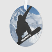 Snowboarder Winter Mountain: Kerstfeest Ornament (voorkant)