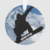 Snowboarder Winter Mountain: Kerstfeest Ornament (voorkant)