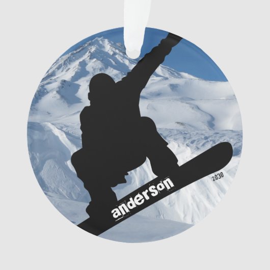 Snowboarder Winter Mountain: Kerstfeest Ornament (voorkant)