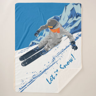 Snowboarder Winter Ride, gepersonaliseerd Sherpa Deken