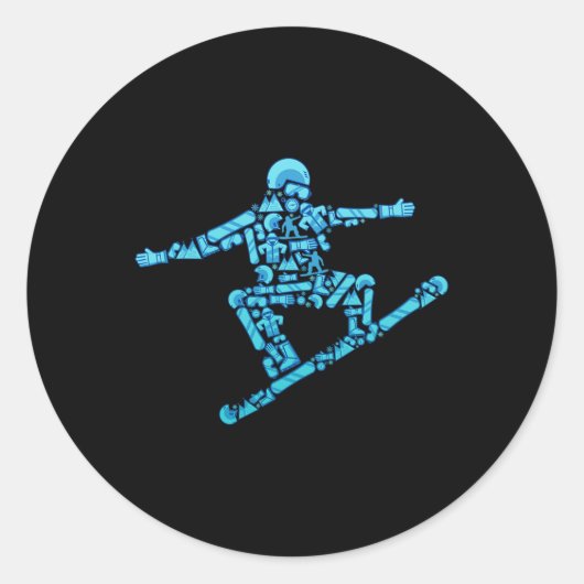 Snowboarder - Wintersport Snowboarden Ronde Sticker (Voorkant)