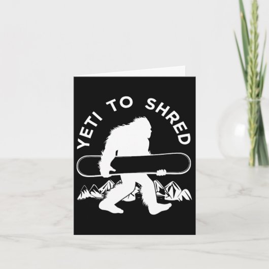 Snowboarder Yeti T Shirt Kaart (Voorkant)