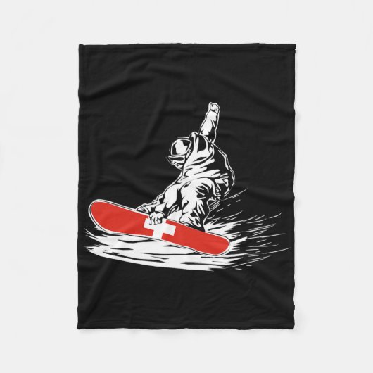 Snowboarder Zwitserse vlag Wintersport Fleece Deken (Voorkant)