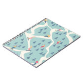 Snowboarders en skiërs rijden in het skioord. Pe Notitieboek (Linkerzijde)