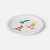 Snowboarders Winter Illustratie Papieren Bordje (Gekanteld)