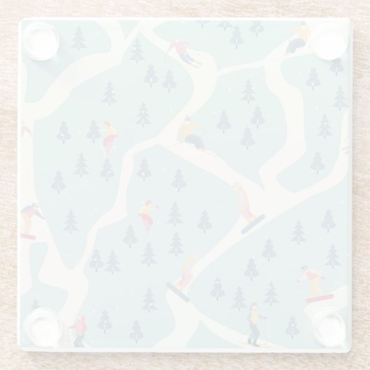 Snowboarders, wintersportplaats, actieve recreatie glazen onderzetter (Achterkant)