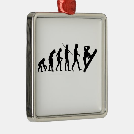 Snowboardevolutie met kerstversiering metalen ornament (Rechts)