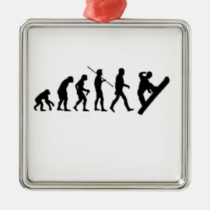 Snowboardevolutie met kerstversiering metalen ornament