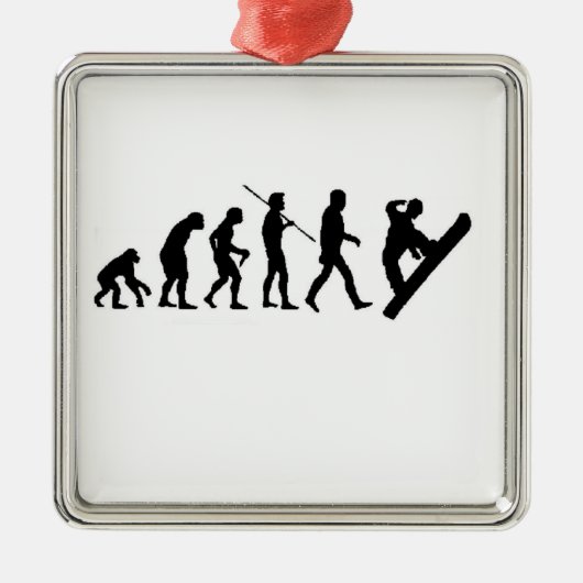 Snowboardevolutie met kerstversiering metalen ornament (Voorkant)