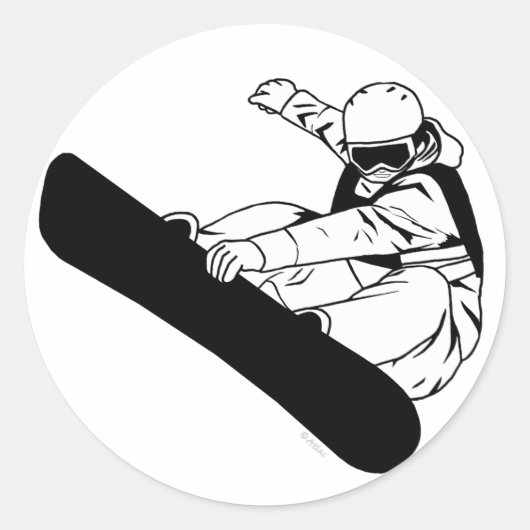 Snowboarding 3 ronde sticker (Voorkant)