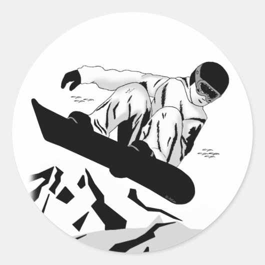 Snowboarding 5 ronde sticker (Voorkant)