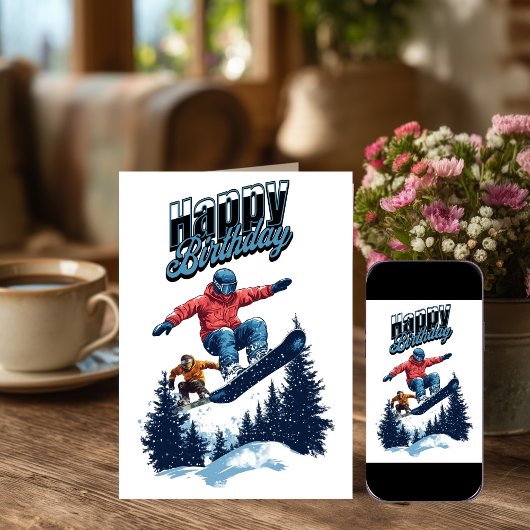 Snowboarding Birthday Cards Kaart