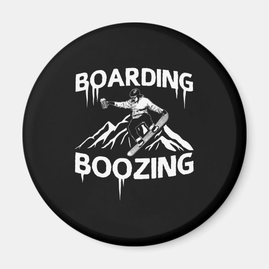 Snowboarding Boozing Magneet (Voorkant)