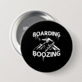 Snowboarding Boozing Ronde Button 7,6 Cm (Voorkant /achterkant)
