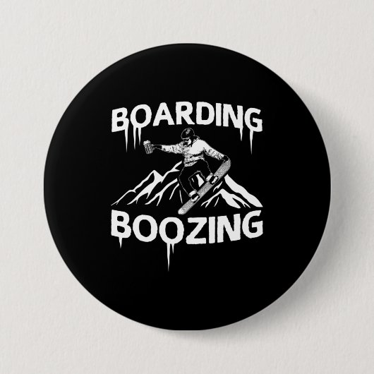 Snowboarding Boozing Ronde Button 7,6 Cm (Voorkant)