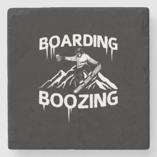 Snowboarding Boozing Stenen Onderzetter