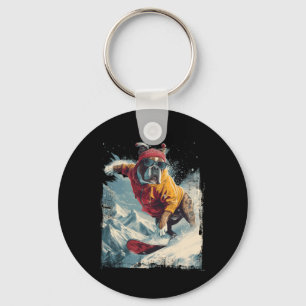 Snowboarding Boxer Hond Extreme Sport Snowboard Te Sleutelhanger