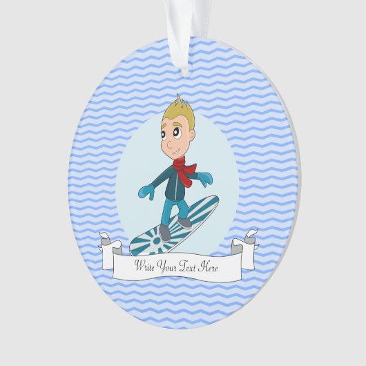 Snowboarding boy cartoon ornament (voorkant)