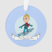 Snowboarding boy cartoon ornament (voorkant)