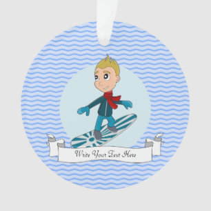 Snowboarding boy cartoon ornament