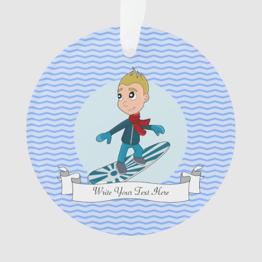 Snowboarding boy cartoon ornament (voorkant)