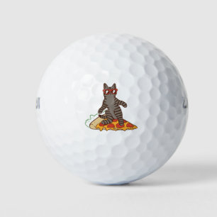 Snowboarding Cat op Pizza Golfballen