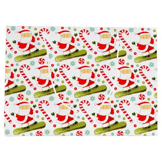 Snowboarding Christmas Holiday Gift Bag Groot Cadeauzakje (Achterkant)