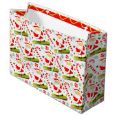 Snowboarding Christmas Holiday Gift Bag Groot Cadeauzakje (Voorkant Gekanteld)