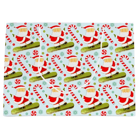 Snowboarding Christmas Holiday Gift Bag Groot Cadeauzakje (Voorkant)