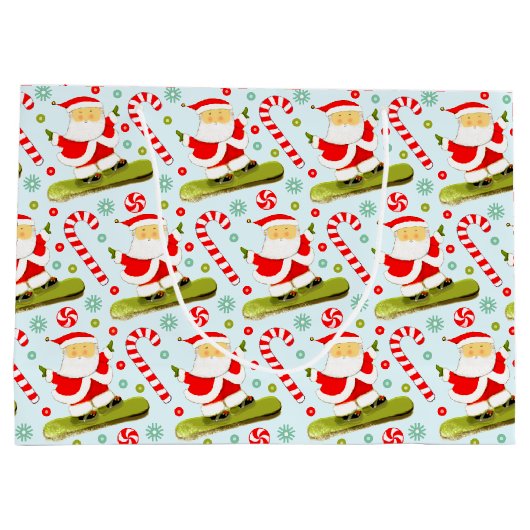 Snowboarding Christmas Holiday Gift Bag Groot Cadeauzakje (Achterkant)