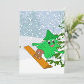 Snowboarding Christmas Tree Feestdagenkaart (Staand voorkant)