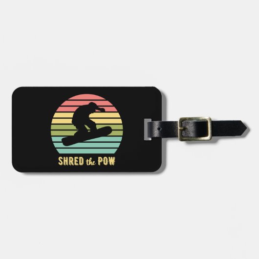 Snowboarding deelde de Pow  Sunset Bagagelabel (Voorkant horizontaal)