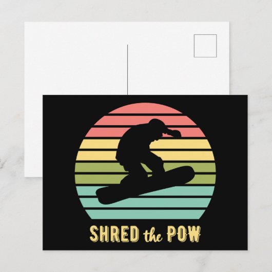 Snowboarding deelde de Pow Sunset Briefkaart (Voorkant / Achterkant)