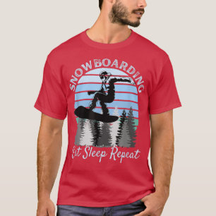 Snowboarding Eat Sleep Cool Blue Su T-shirt